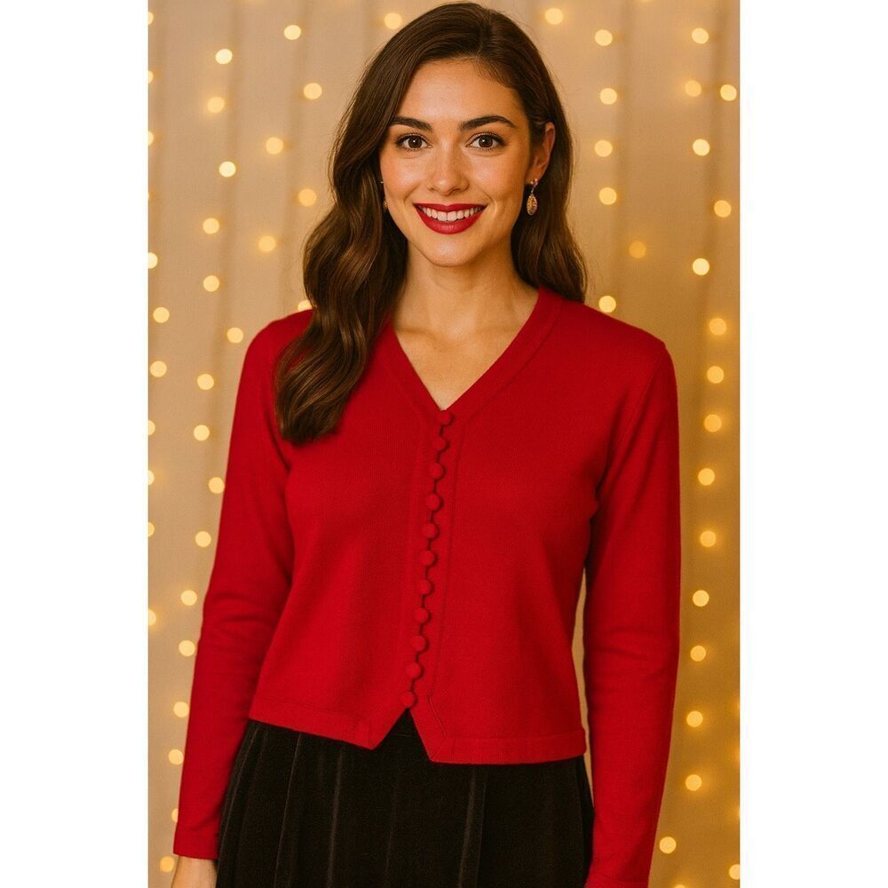 Vintage Appleseed’s Red V-neck Sweater Size L